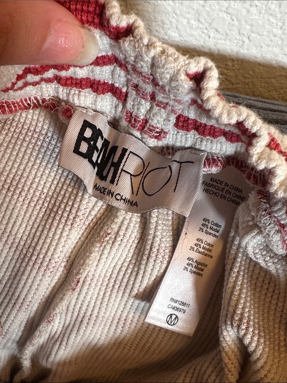 Beach Riot Striped Wide-Leg Lounge Pants - Red and White - Picture 3 of 5
